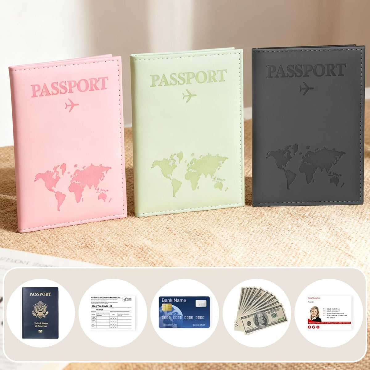 3Pcs Passport Holder for Travel, Family Passport Cover