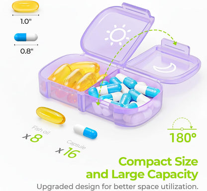 Weekly Pill Organizer 2 Times a Day, One-Side Large Opening, Easy‑Use