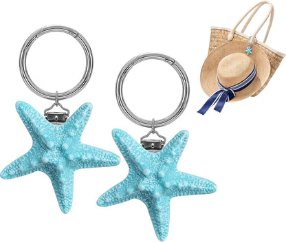 2Pcs Hat Clip for Travel Bag, Starfish Hat Holder for Sun Hat & Cap