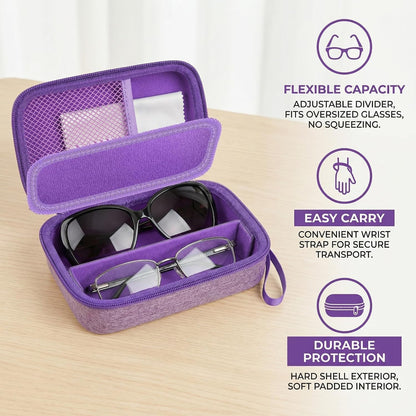 Portable 2 in 1 Contact Lens Case and Glasses Case for 2 Pairs