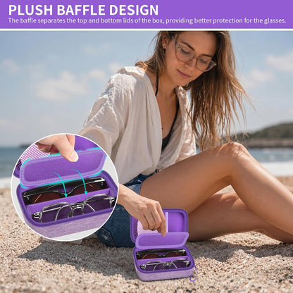 Portable 2 in 1 Contact Lens Case and Glasses Case for 2 Pairs