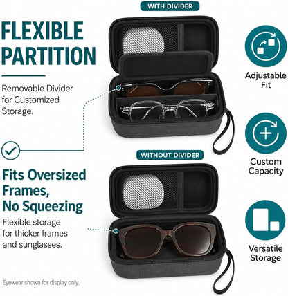 Portable 2 in 1 Contact Lens Case and Glasses Case for 2 Pairs