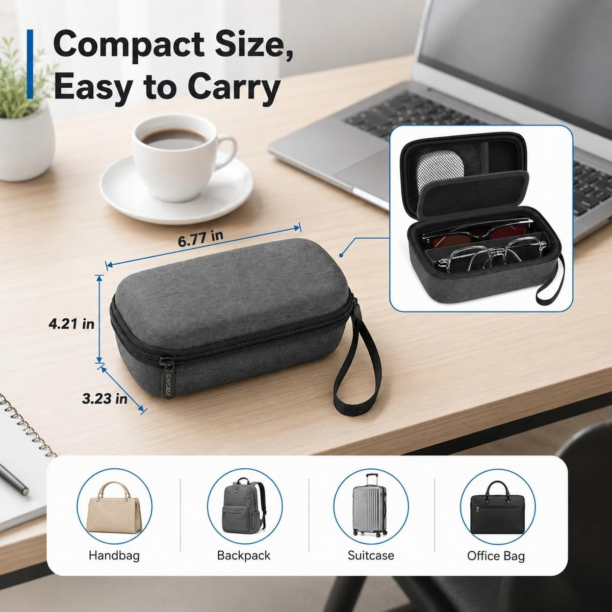Portable 2 in 1 Contact Lens Case and Glasses Case for 2 Pairs