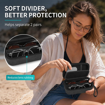 Portable 2 in 1 Contact Lens Case and Glasses Case for 2 Pairs