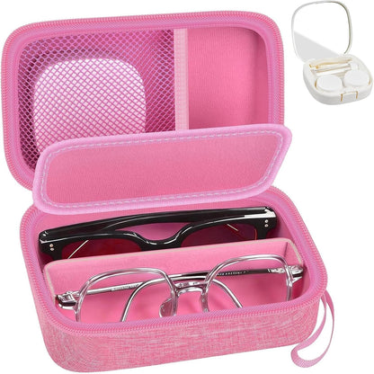Portable 2 in 1 Contact Lens Case and Glasses Case for 2 Pairs