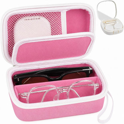 Portable 2 in 1 Contact Lens Case and Glasses Case for 2 Pairs