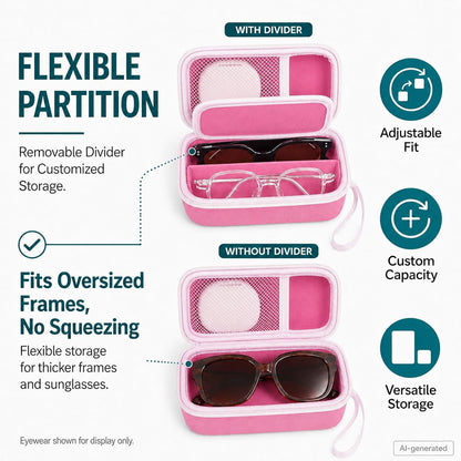 Portable 2 in 1 Contact Lens Case and Glasses Case for 2 Pairs