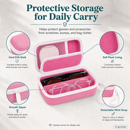 Portable 2 in 1 Contact Lens Case and Glasses Case for 2 Pairs