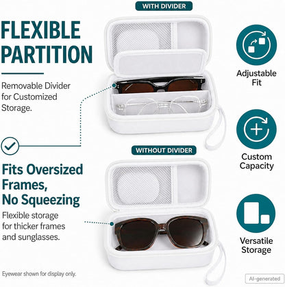 Portable 2 in 1 Contact Lens Case and Glasses Case for 2 Pairs