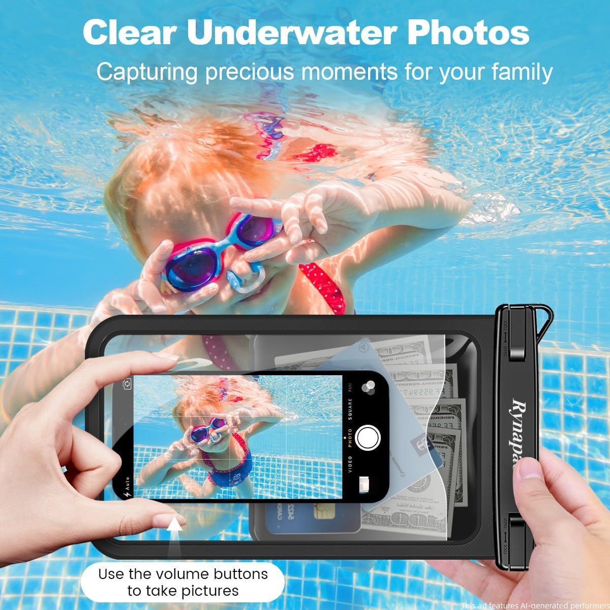 Large Waterproof Phone Pouch Up to 10", 2 Pack IPX8 Protector Pouch