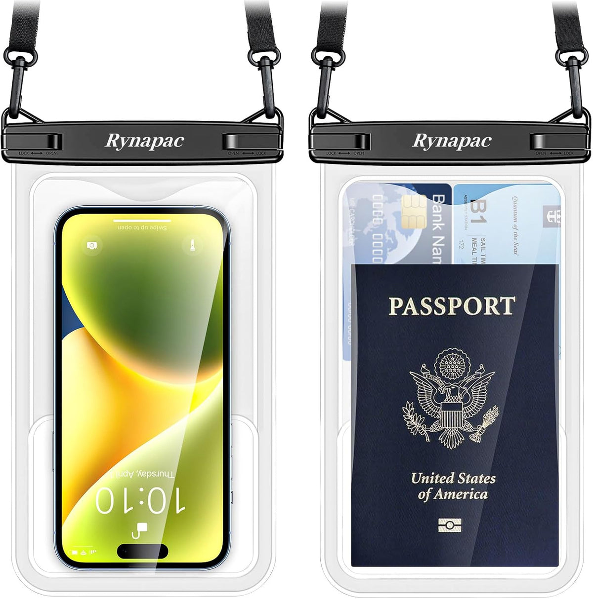 Large Waterproof Phone Pouch Up to 10", 2 Pack IPX8 Protector Pouch