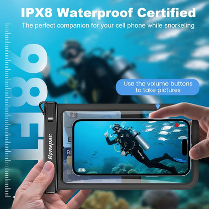 Large Waterproof Phone Pouch Up to 10", 2 Pack IPX8 Protector Pouch