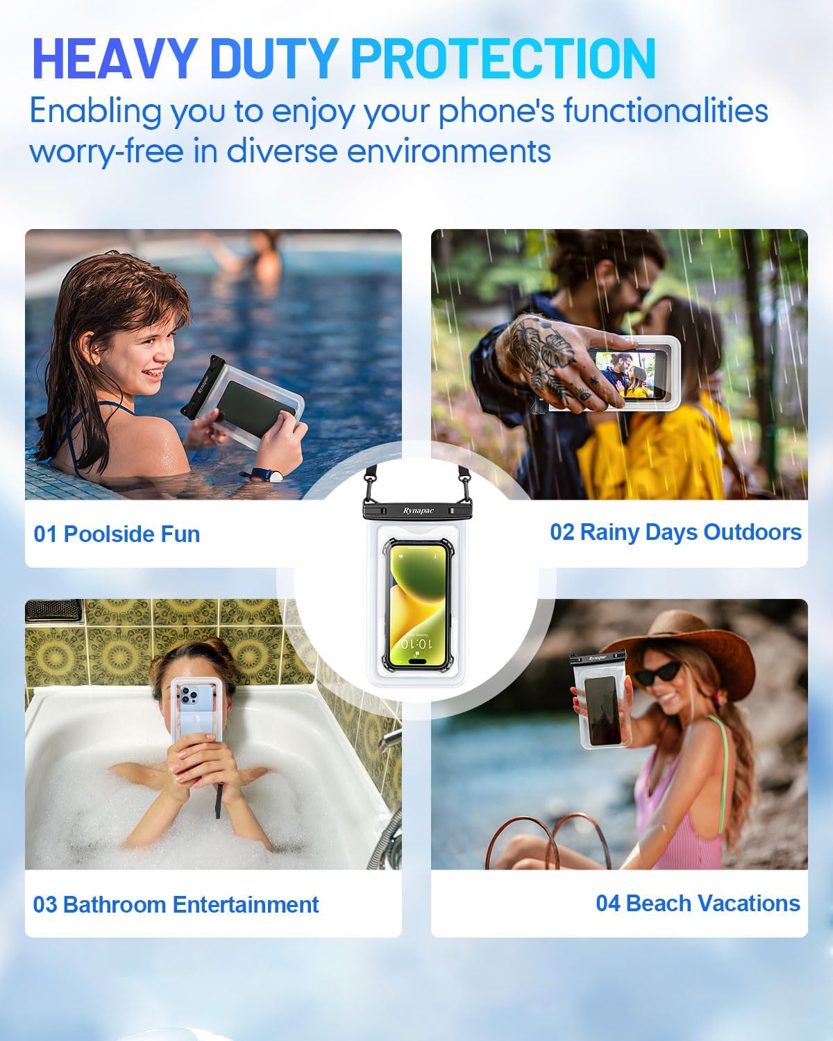 Large Waterproof Phone Pouch Up to 10", 2 Pack IPX8 Protector Pouch