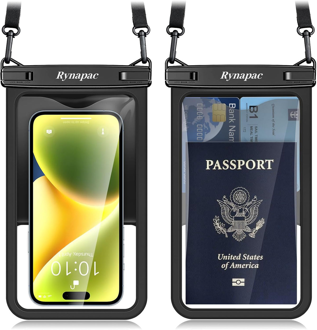 Large Waterproof Phone Pouch Up to 10", 2 Pack IPX8 Protector Pouch