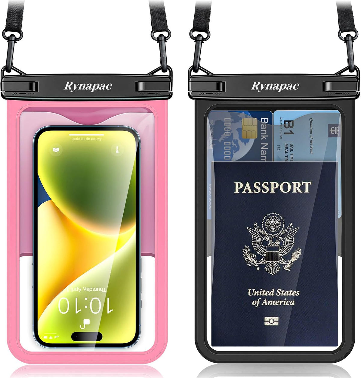 Large Waterproof Phone Pouch Up to 10", 2 Pack IPX8 Protector Pouch