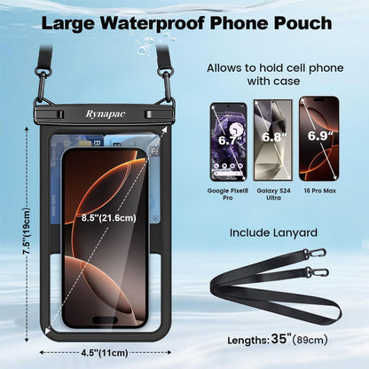 Large Waterproof Phone Pouch Up to 10", 2 Pack IPX8 Protector Pouch