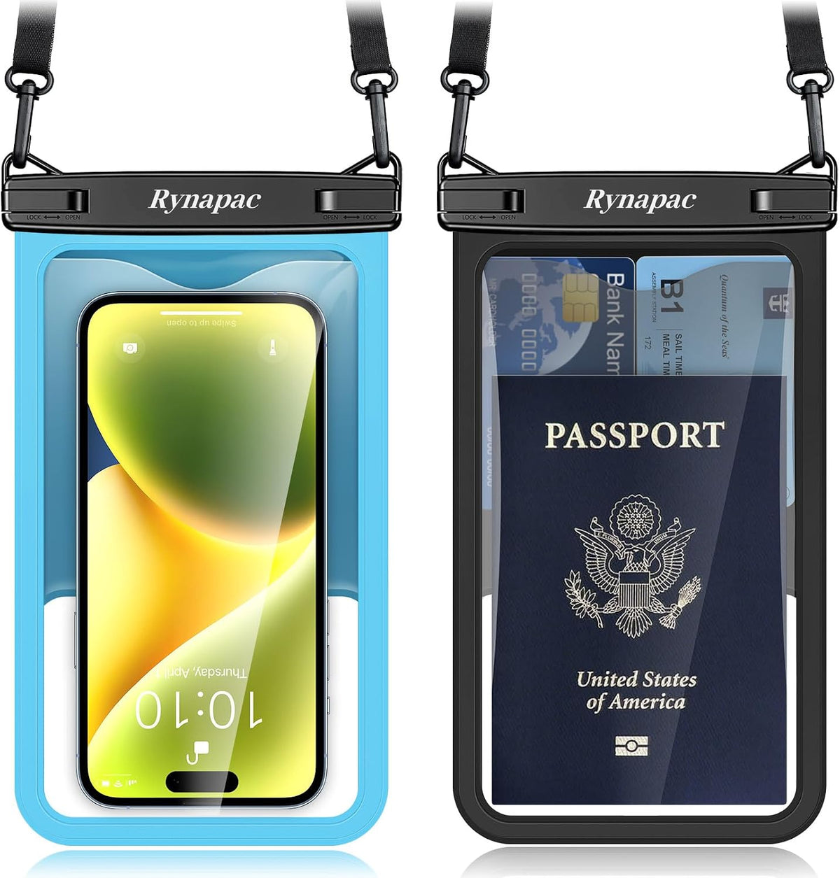 Large Waterproof Phone Pouch Up to 10", 2 Pack IPX8 Protector Pouch