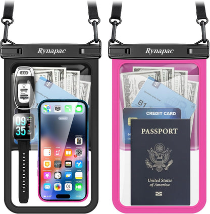 Large Waterproof Phone Pouch Up to 10", 2 Pack IPX8 Protector Pouch