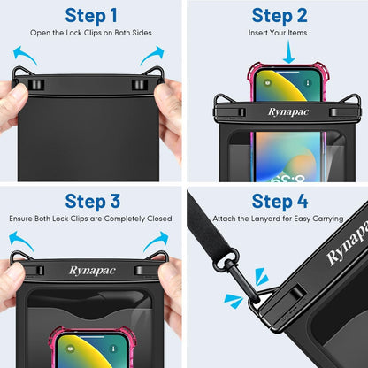 Large Waterproof Phone Pouch Up to 10", 2 Pack IPX8 Protector Pouch