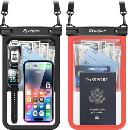 Large Waterproof Phone Pouch Up to 10", 2 Pack IPX8 Protector Pouch