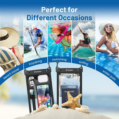 Large Waterproof Phone Pouch Up to 10", 2 Pack IPX8 Protector Pouch