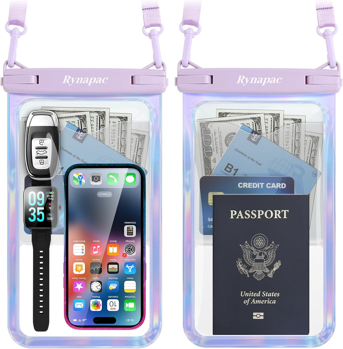 Large Waterproof Phone Pouch Up to 10", 2 Pack IPX8 Protector Pouch