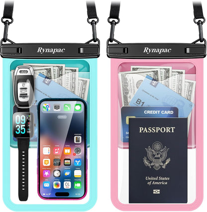 Large Waterproof Phone Pouch Up to 10", 2 Pack IPX8 Protector Pouch