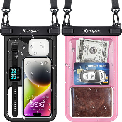 Large Waterproof Phone Pouch Up to 10", 2 Pack IPX8 Protector Pouch