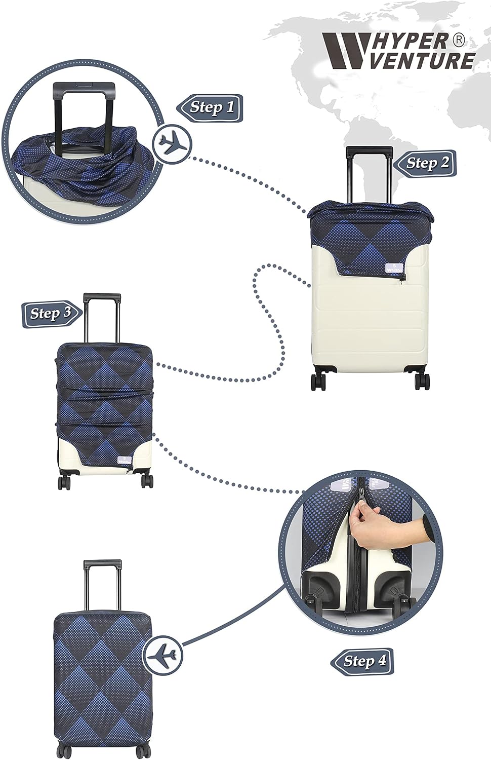 Travel Luggage Cover Suitcase Protector Fits 18-22 Inch, S