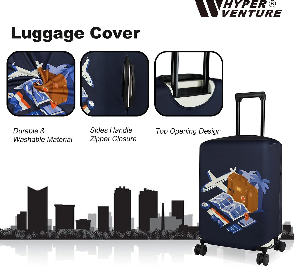 Travel Luggage Cover Suitcase Protector Fits 18-22 Inch, S