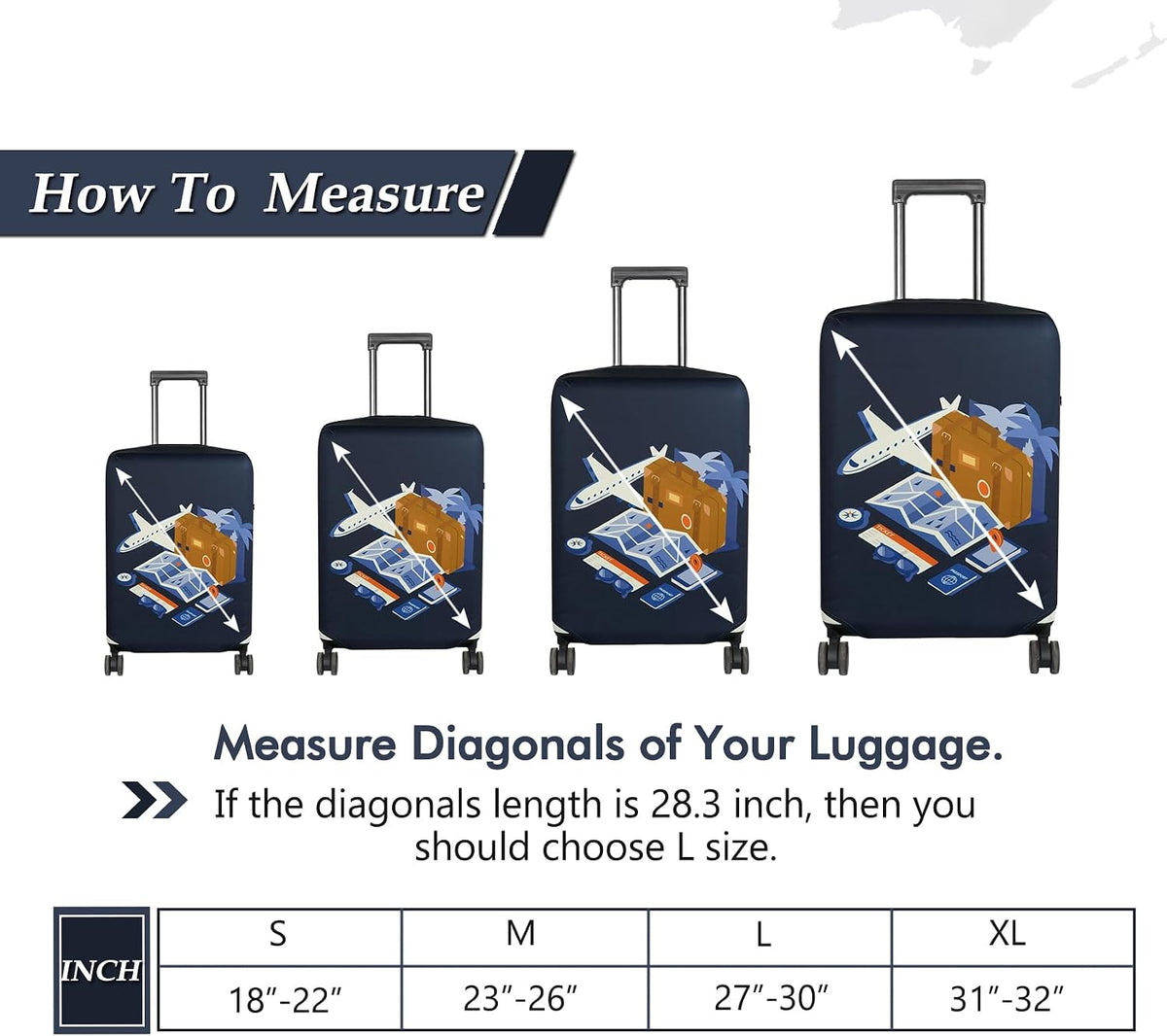 Travel Luggage Cover Suitcase Protector Fits 18-22 Inch, S