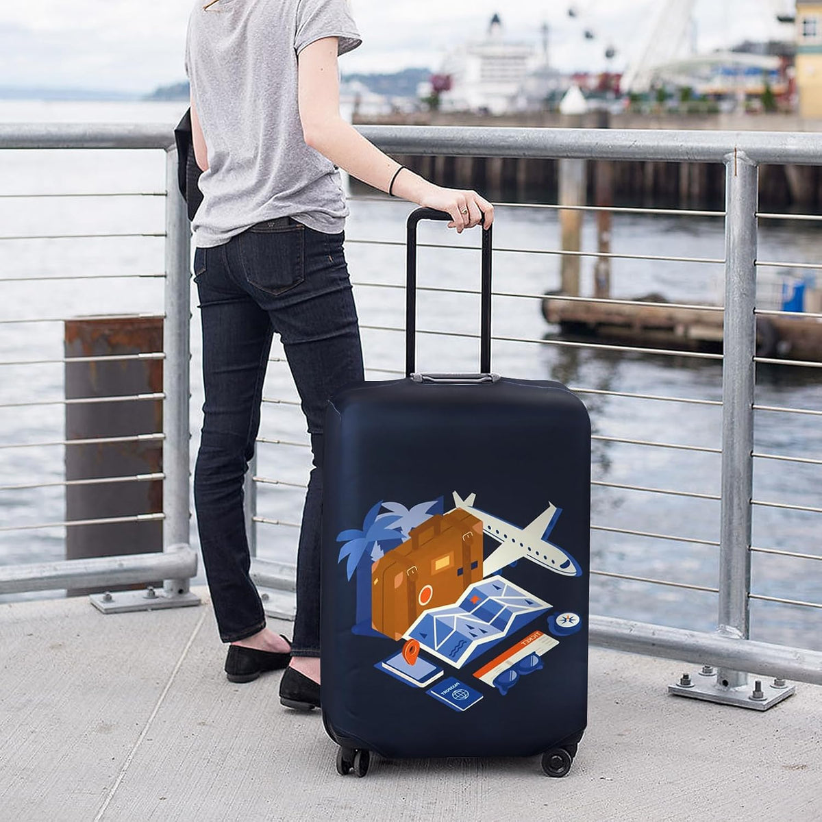 Travel Luggage Cover Suitcase Protector Fits 18-22 Inch, S