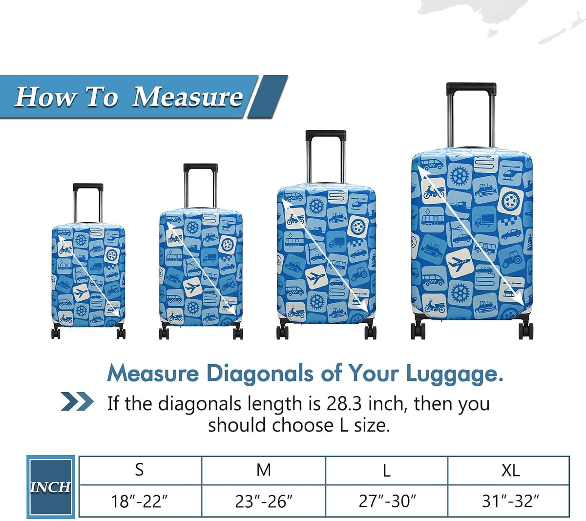 Travel Luggage Cover Suitcase Protector Fits 18-22 Inch, S