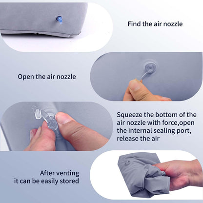 Inflatable Foot Rest Pillow for Air Travel, Airplane Foot Rest Pillow, Adjustable Height Leg Pillow Airplane Bed for Kids Toddler Suitable for Plane, Car, Train (Gray) 2count
