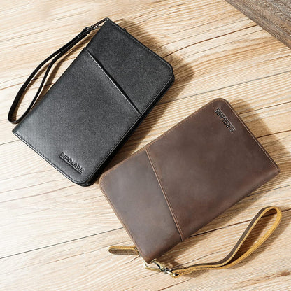Polare Full Grain Leather Passport Holder Cover Case for Men and Women RFID Blocking Family Travel Wallet Holds 6 Passports (Coffee)