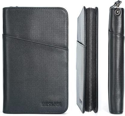 Polare Full Grain Leather Passport Holder Cover Case for Men and Women RFID Blocking Family Travel Wallet Holds 6 Passports (Coffee)