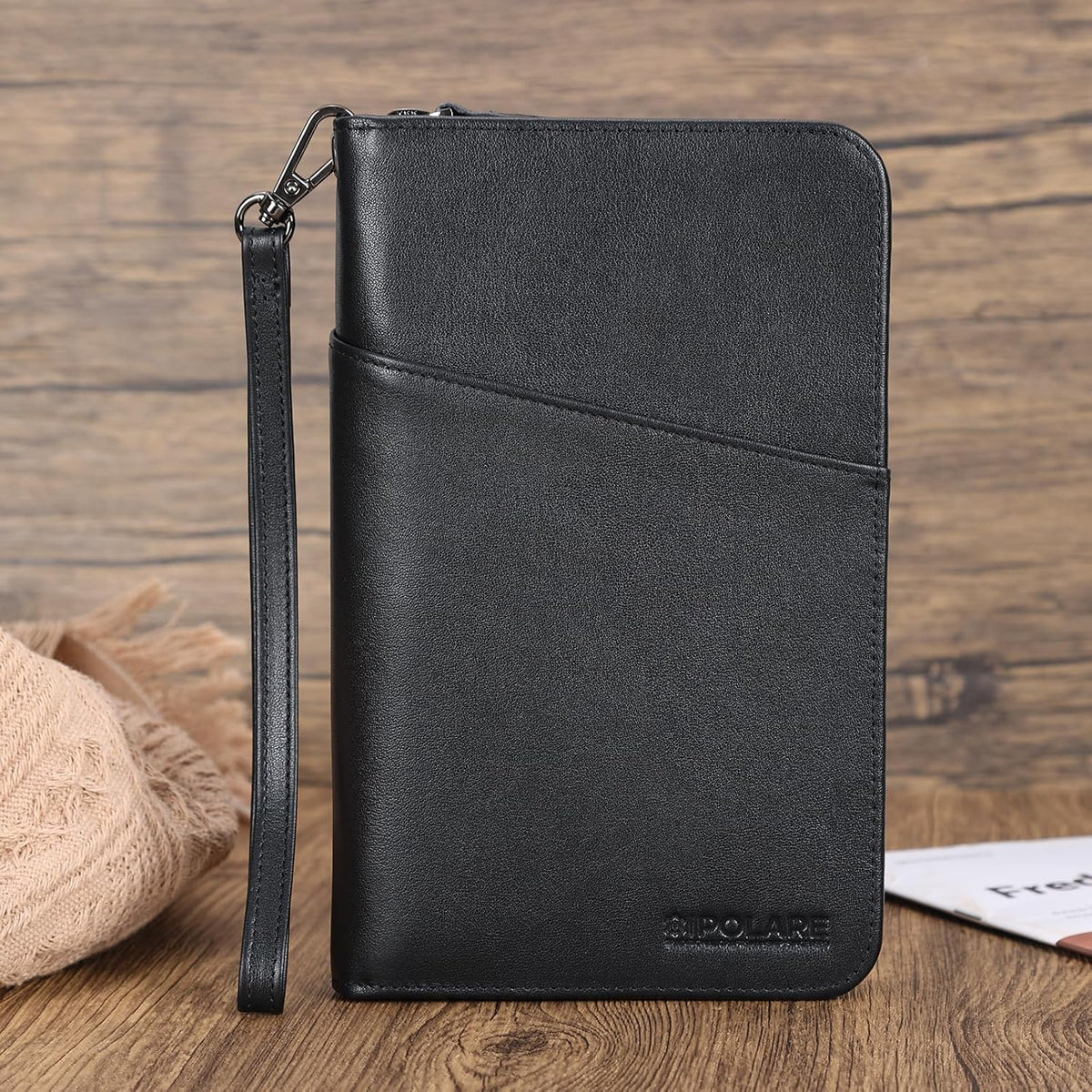 Polare Full Grain Leather Passport Holder Cover Case for Men and Women RFID Blocking Family Travel Wallet Holds 6 Passports (Coffee)