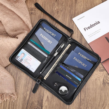 Polare Full Grain Leather Passport Holder Cover Case for Men and Women RFID Blocking Family Travel Wallet Holds 6 Passports (Coffee)