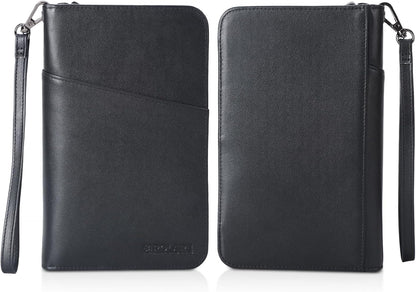 Polare Full Grain Leather Passport Holder Cover Case for Men and Women RFID Blocking Family Travel Wallet Holds 6 Passports (Coffee)