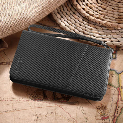 Polare Full Grain Leather Passport Holder Cover Case for Men and Women RFID Blocking Family Travel Wallet Holds 6 Passports (Coffee)