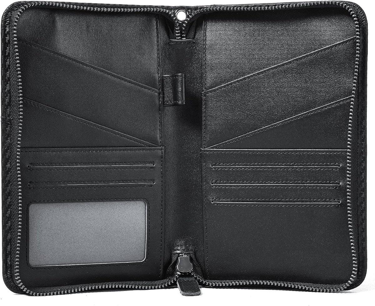 Polare Full Grain Leather Passport Holder Cover Case for Men and Women RFID Blocking Family Travel Wallet Holds 6 Passports (Coffee)