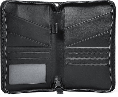 Polare Full Grain Leather Passport Holder Cover Case for Men and Women RFID Blocking Family Travel Wallet Holds 6 Passports (Coffee)