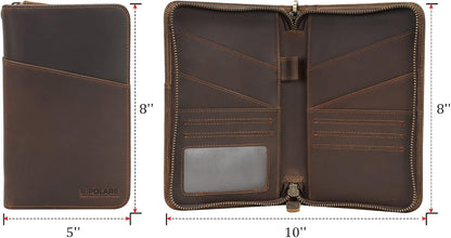 Polare Full Grain Leather Passport Holder Cover Case for Men and Women RFID Blocking Family Travel Wallet Holds 6 Passports (Coffee)