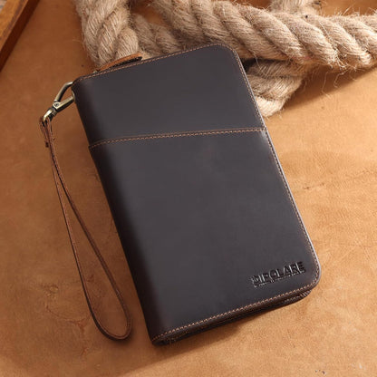 Polare Full Grain Leather Passport Holder Cover Case for Men and Women RFID Blocking Family Travel Wallet Holds 6 Passports (Coffee)