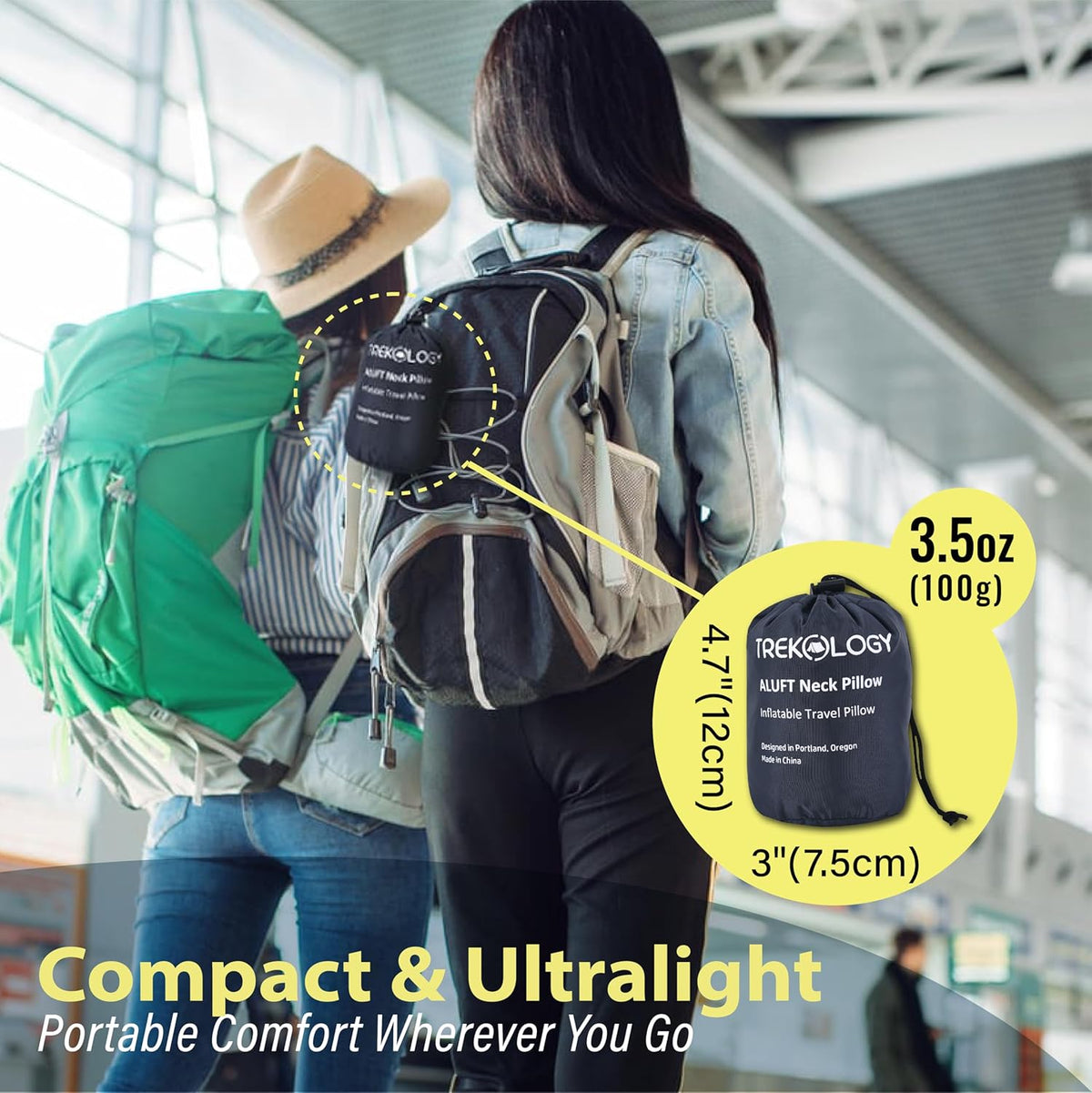 Inflatable Neck Pillow for Traveling - Inflatable Travel Pillow for Airplanes - Neck Air Pillow, Blow Up Travel Pillows for Neck Support