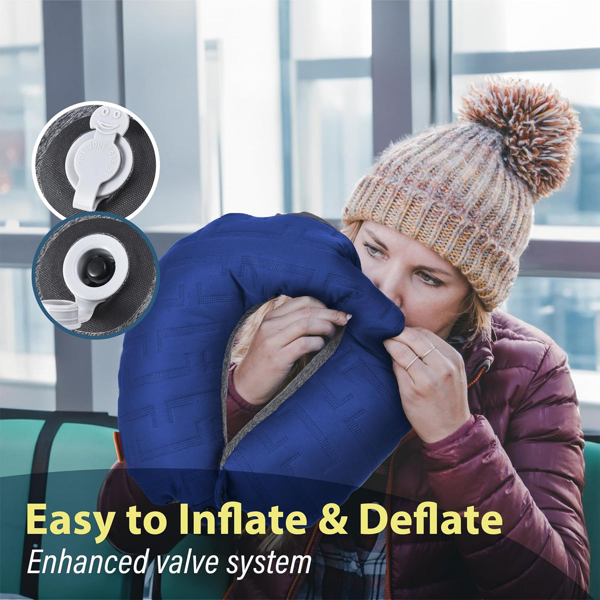 Inflatable Neck Pillow for Traveling - Inflatable Travel Pillow for Airplanes - Neck Air Pillow, Blow Up Travel Pillows for Neck Support