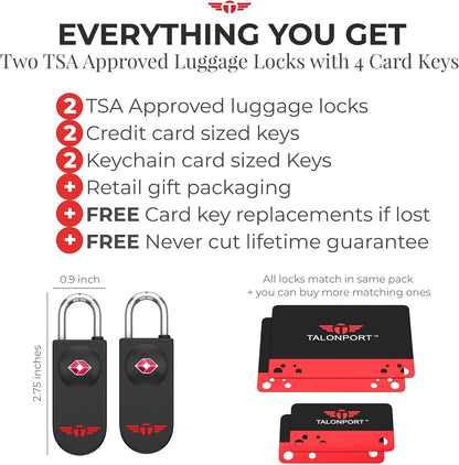Keyless TSA Approved Suitcase Luggage Locks, Black