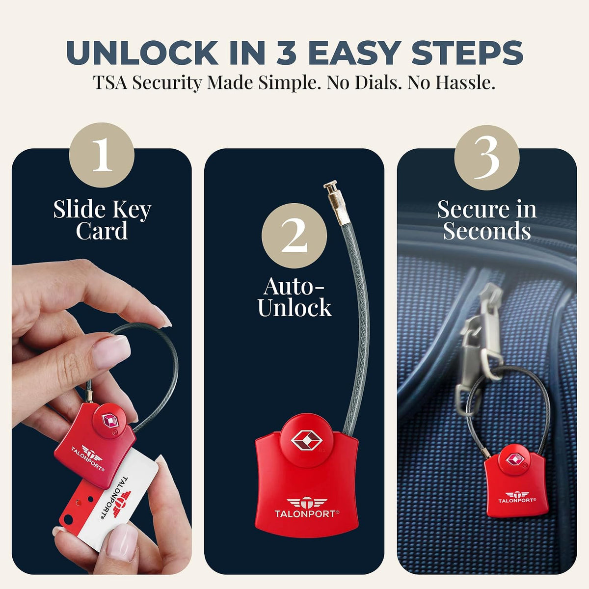 Keyless TSA Approved Suitcase Luggage Locks, Black