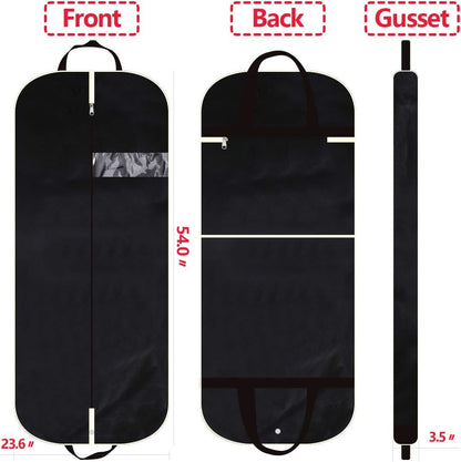 54" Garment Bag with Extra Large Pockets for Travel, Gusseted Suit Cover Mens Womens Foldable Hanging Bags for Clothes Shirts Dresses Coats