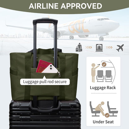 WLLWOO Large Tote Bag, 14” Laptop Work Travel Bag with Trolley Sleeve